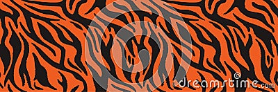 Tiger or zebra fur repeating texture. Animal skin stripes, jungle wallpapers. Seamless vector pattern Vector Illustration