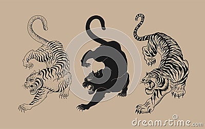 Tigers design element illustrations Vector Illustration