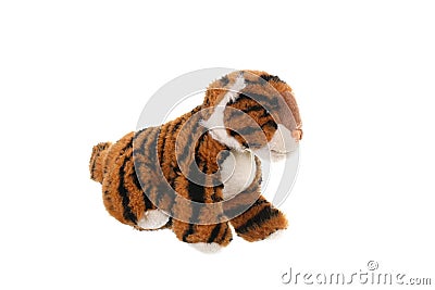 The tigger is a plush toy on a white background. Stock Photo