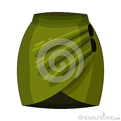 Tight Fit Green Skirt with Pleats Front View Vector Illustration Vector Illustration