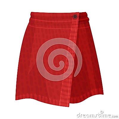Tight Fit Red Wrap Skirt Front View Isolated on White Background Vector Illustration Vector Illustration