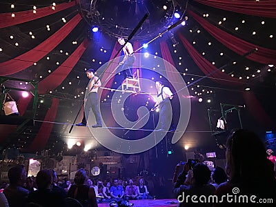 Tight rope walkers Absinthe show in Las Vegas Editorial Stock Photo