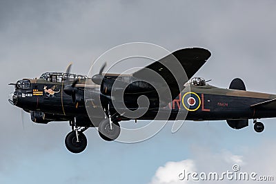 Tight shot of a Lancaster bomber from the side Editorial Stock Photo