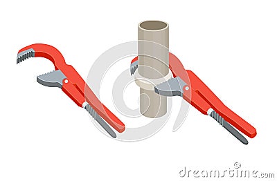 Tighten the nut adjustable wrench Vector Illustration