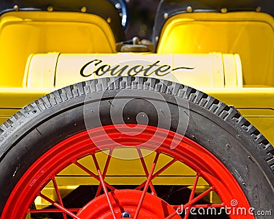 The Yellow Coyote - A Rear View of a Vintage Roadster Editorial Stock Photo