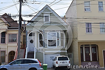 An abandoned single family multi-story house in San Francisco, 3. Editorial Stock Photo