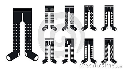 Tights body icons set, simple style Vector Illustration