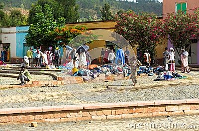 Tigray people in center of of Aksum, Ethiopia Africa Editorial Stock Photo