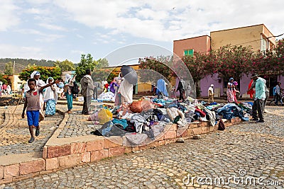 Tigray people in center of of Aksum, Ethiopia Africa Editorial Stock Photo