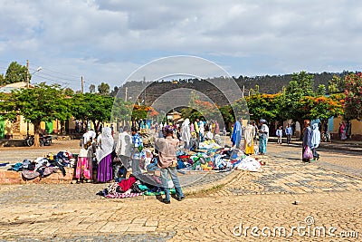 Tigray people in center of of Aksum, Ethiopia Africa Editorial Stock Photo