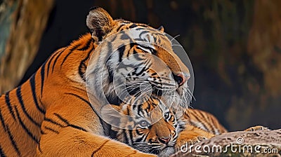 Tigress with her cub Stock Photo