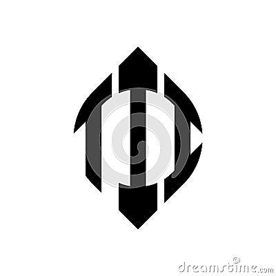 TII circle letter logo design with circle and ellipse shape. TII ellipse letters with typographic style. The three initials form a Vector Illustration