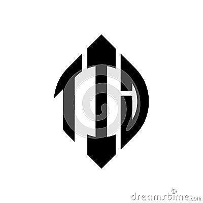TIJ circle letter logo design with circle and ellipse shape. TIJ ellipse letters with typographic style. The three initials form a Vector Illustration
