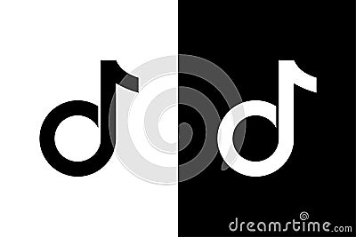 Tik Tok black and white icons. Tik Tok flat icons, isolated on white and black background. TikTok logo. Vector illustration Vector Illustration