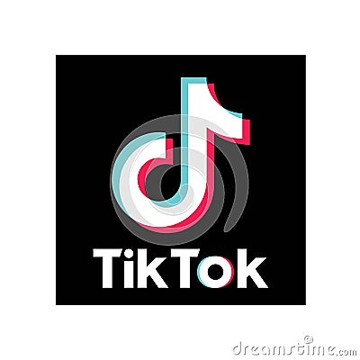 Tik Tok glitch icon of social media. Isolated on white background. Editorial Stock Photo