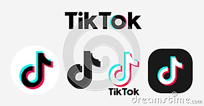 Tik tok icons and buttons set. Vector Vector Illustration