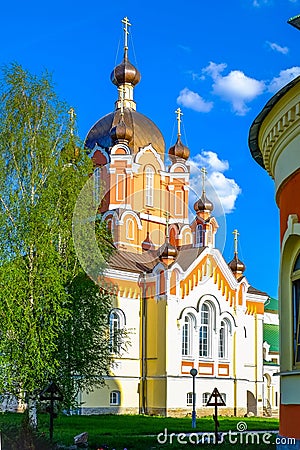 Tikhvin monastery Holy cross Church Stock Photo