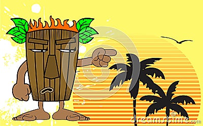 Tiki hawaiian mask cartoon background 8 Vector Illustration