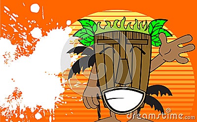 Tiki hawaiian mask cartoon background 4 Vector Illustration