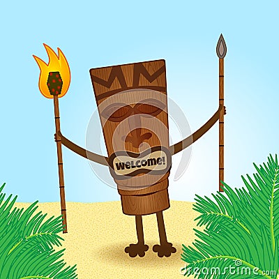 Tiki with legs2 Vector Illustration