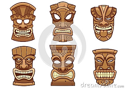 Tiki mask set Vector Illustration