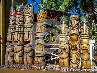 Tiki statues Stock Photo