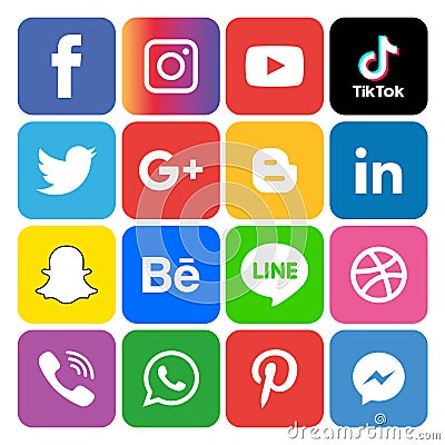 Social media icons set Logo Vector Illustrator Background Vector Illustration