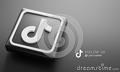 TikTok 3D Rendering Close up. Account Promotion Template Editorial Stock Photo