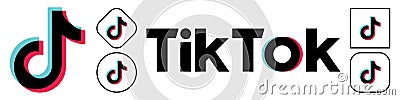 TikTok glitch icon of social media. TikTok - destination for short-form mobile videos. Tik Tok social network icon. Kyiv, Ukraine Vector Illustration