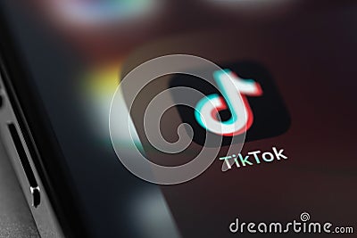 TikTok icon mobile app on screen smartphone Editorial Stock Photo