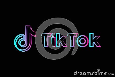 Tiktok logo background typograph black background Vector Illustration