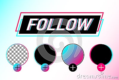 TikTok Profile Interface. Add Button. Follow Button. Transparent Placeholder. Put Your Photo Under Background. Social Media Vector Vector Illustration