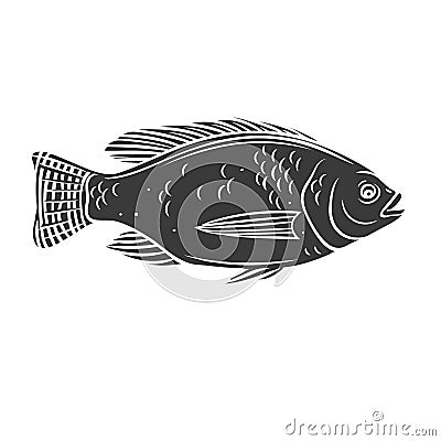 Tilapia fish glyph icon. Vector Illustration