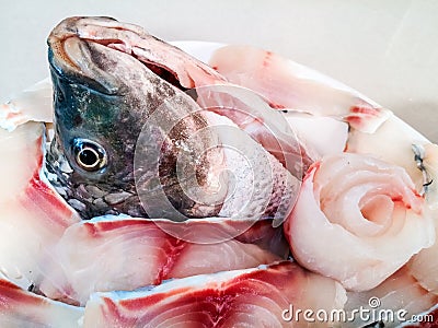 Tilapia fish head Stock Photo