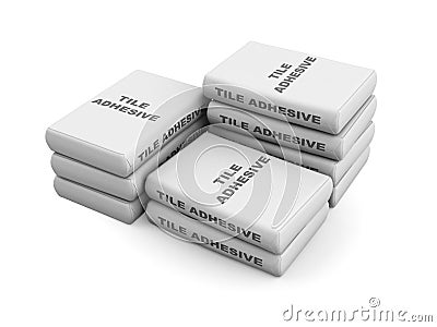 Tile adhesive bags Stock Photo