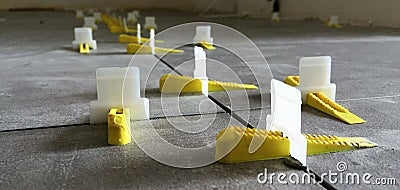 Tile Aligning Spacer Leveling System Stock Photo