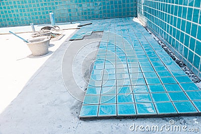 Tile builder swimming pool Stock Photo