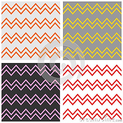 Tile chevron vector pattern set with pastel zig zag background Vector Illustration