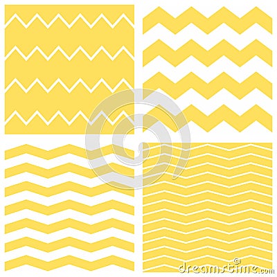 Tile chevron vector pattern set with yellow and white zig zag background Vector Illustration