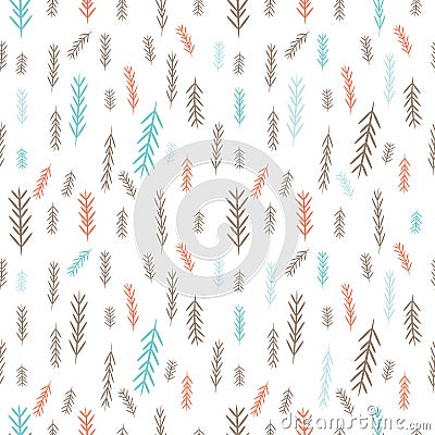 Tile Christmas background with blue and pink pine-tree twigs. Merry Christmas! Vector Illustration