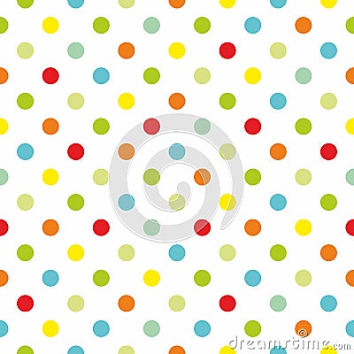 Tile colorful polka dots vector pattern with white background Vector Illustration