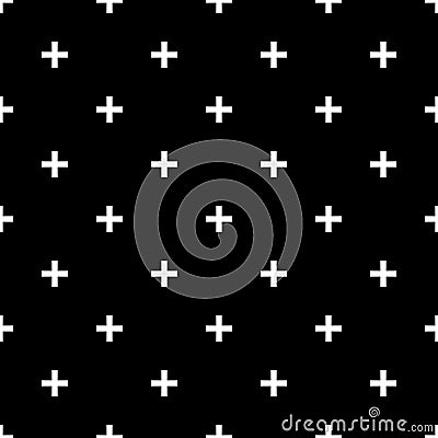 Tile cross plus black and white vector pattern Vector Illustration