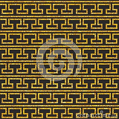 Tile decorative floor gold and dark grey tiles greek vector pattern Vector Illustration