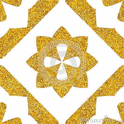 Tile decorative floor tiles vector pattern or white and gold background Vector Illustration