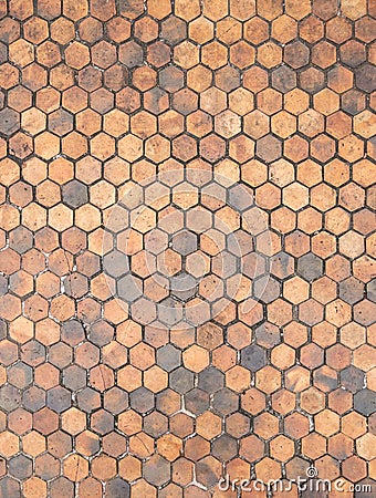 The tile floor looks like the honeycomb shaped of the footpath Stock Photo