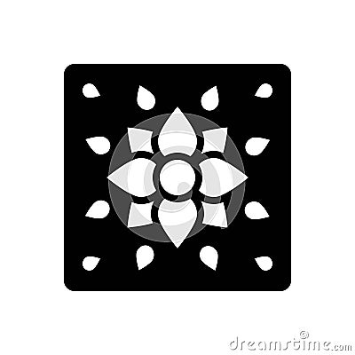 Black solid icon for Tile, shingle and pantile Vector Illustration