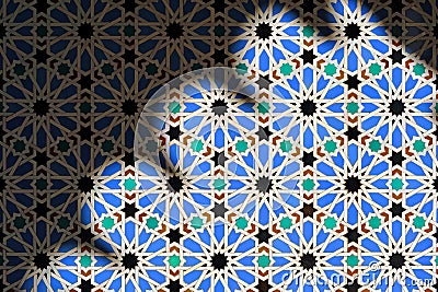 Tiles of Al Andalus Alcazar of Seville Spain. Arab pattern decoration Stock Photo