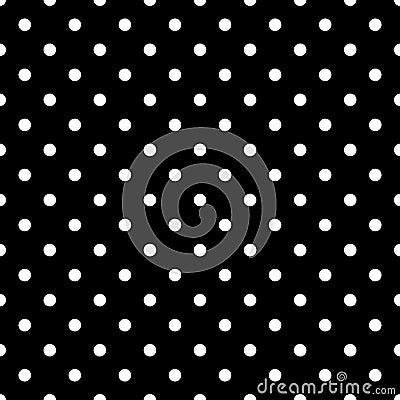 Tile pattern with white polka dots on black background Stock Photo