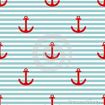 Tile sailor vector pattern with stripes background Vector Illustration