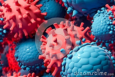 tile. seamless background. virus in abstract background. Corona virus 2019-nCoV. Generative AI Stock Photo